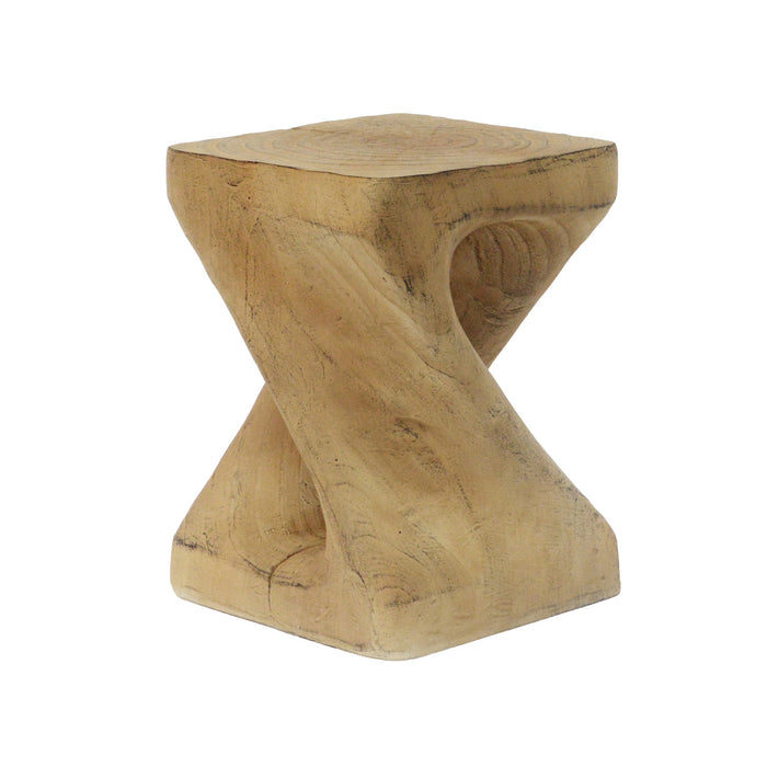 Miro 16\" Modern Twisted Hourglass MGO Accent Table, Faux Wood Grain Indoor Side Table, Natural
