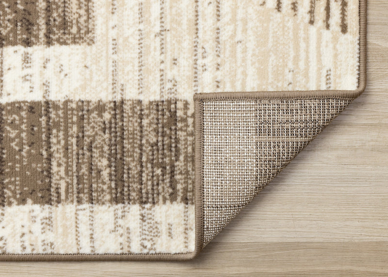 Forte Brown Beige Cream Abstract Geometric Design Area Rug - 7'9\" x 10'6\"