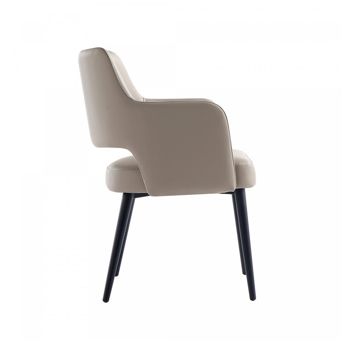 Tremont Modern Vegan Leather Metal Armchair in Taupe - Set of 2