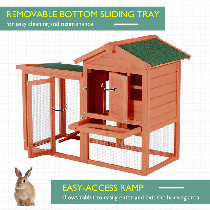Pawhut 48” X 24\" X 36\" Deluxe Waterproof Rabbit Hutch Wooden Bunny Cage Small Animal House With Ladder And Run