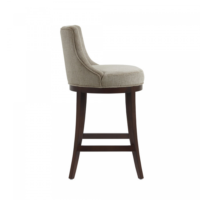 Lucia Modern Chenille Wood Upholstered Barstool in Taupe - Set of 3