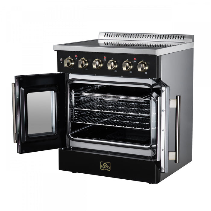 Galiano 30 Inch French Door Electric Range, 4 radiant burners, 4.32 cu.ft., Black - FFSEL6917-30BLK