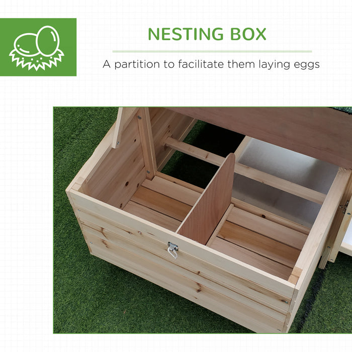 Pawhut 77\" Chicken Coop Hen House Rabbit Hutch Poultry Cage Pen Outdoor Backyard With Nesting Box Run Natural