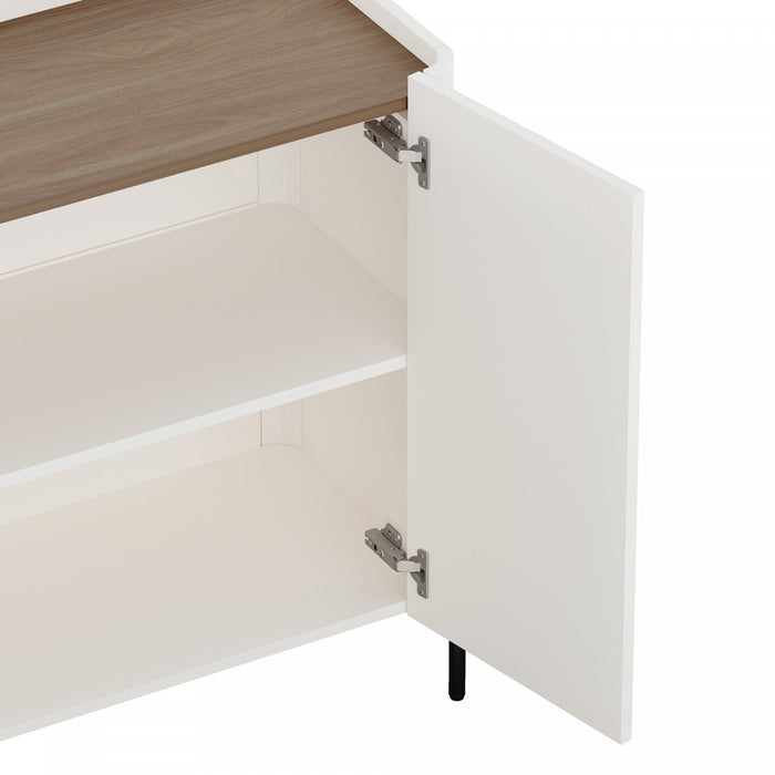 Abbey Modern 2-Piece Accent Storage Cabinets in Maple and Off White