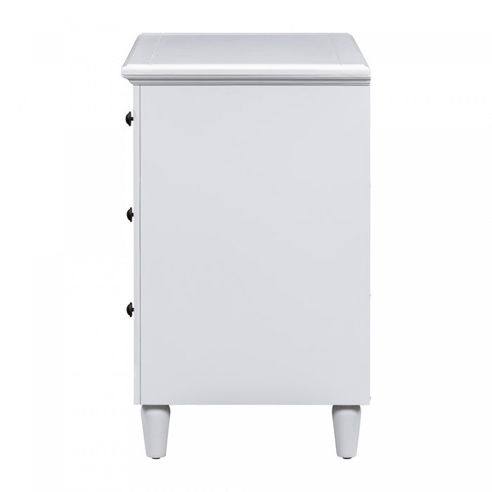 U_Style 28 Inch Painted Nightstand with 3 Smooth-Glide Drawers and Rubberwood Legs, White
