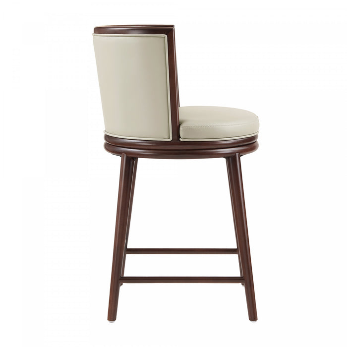 Evalyn Modern Wood Upholstered Counter Stool in Stone - Set of 2