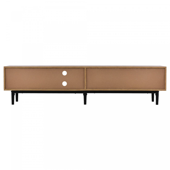 Lumina 69 Inch TV Cabinet with Adjustable LED Lighting and Storage, Wood/Black
