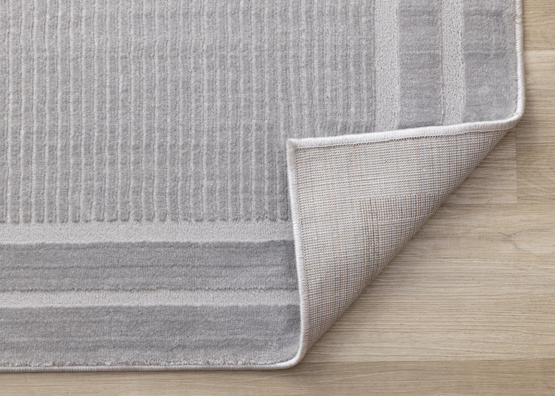 Ellie High-Low Textured Soft Polyester Grey Border Area Rug - 7'10\" x 10'6\"