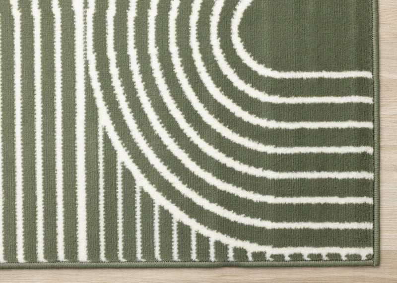Florence Green White Modern Geometric Arches Rug, 6'7\" x 9'6\" Indoor Area Rug