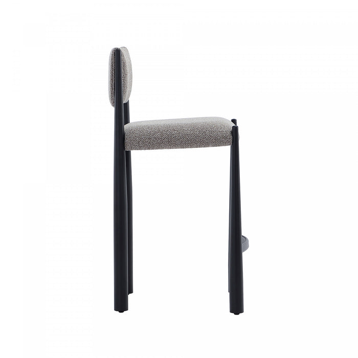 Lennor Mid-Century Modern Boucle Metal Counter Stool in Mushroom
