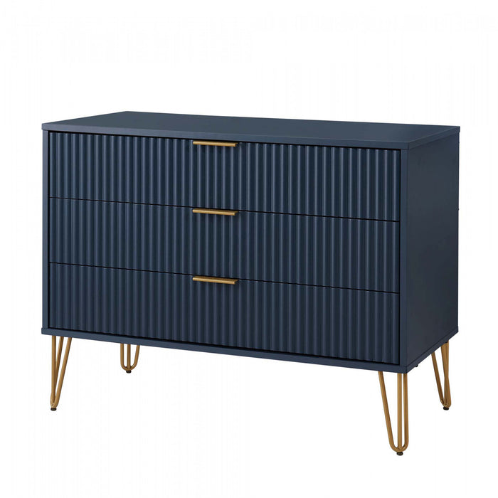 Dumbo Modern 35\" Fluted Dresser in Midnight Blue (3-Drawer)