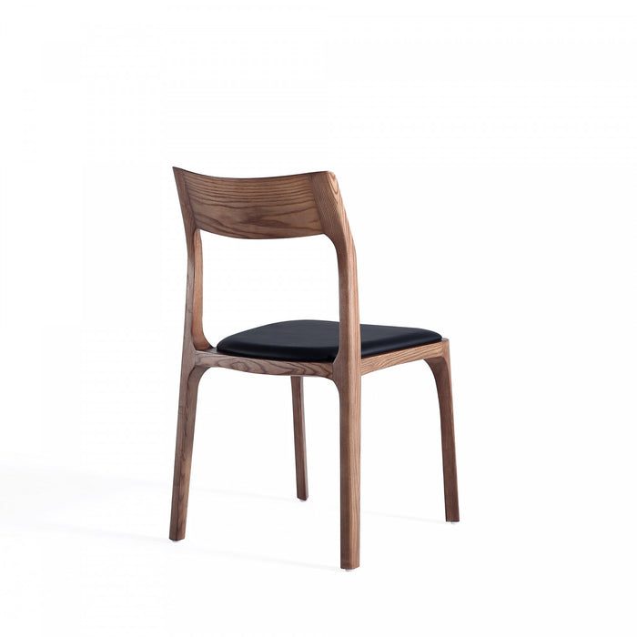 Moderno Modern Wood Vegan Leather Dining Chair in Black - Set of 4