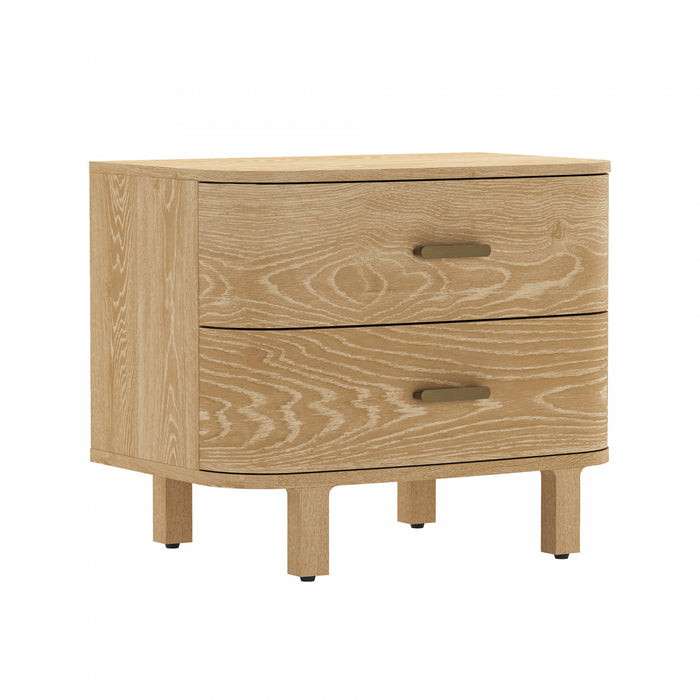 Solara Contemporary 30\" Solid Wood Nightstand in Natural Oak (2-Drawer)