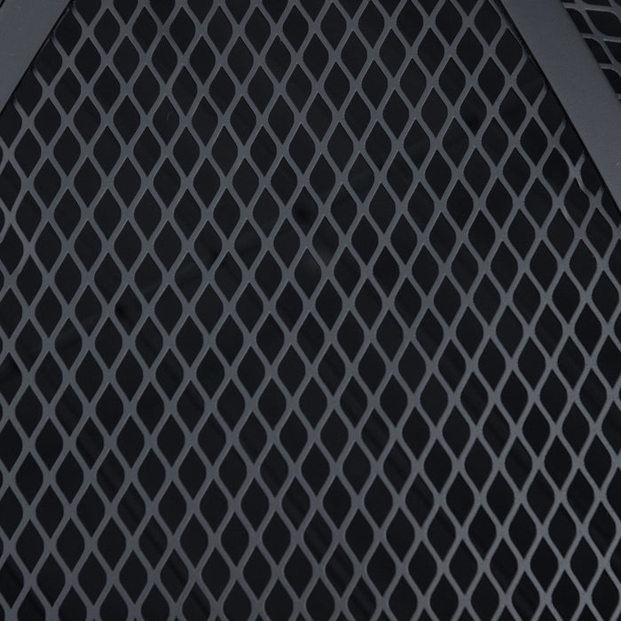 Outsunny 74cm Outdoor Fire Pit With Screen Cover And Storage Shelf, Wood Burning Fire Bowl With Poker For Patio, Backyard, Black