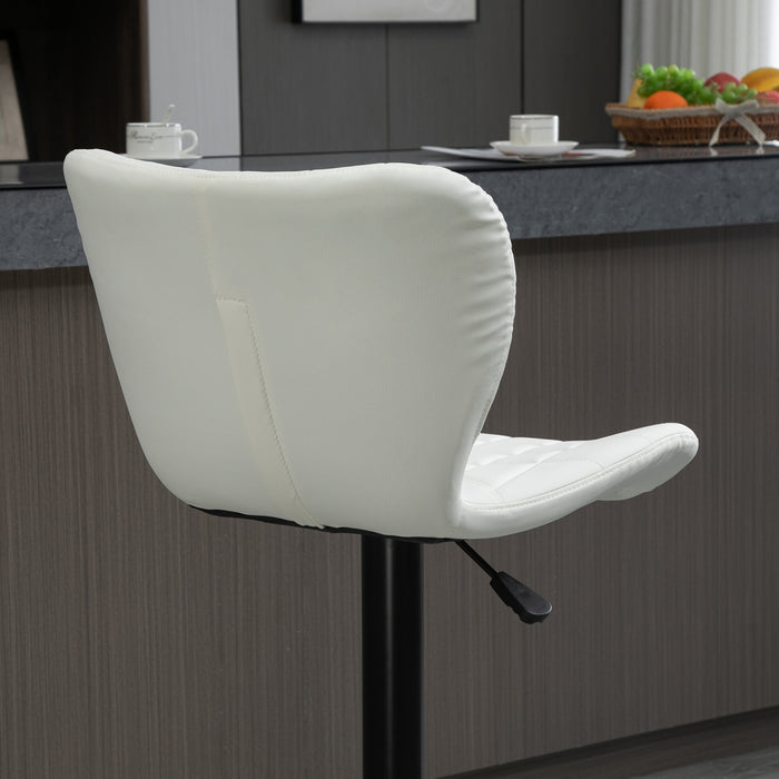 HOMCOM Bar Stools Set of 2 Adjustable Height Swivel Bar Chairs PU Leather