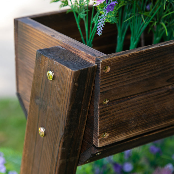 Outsunny 3-tier Raised Garden Bed Vertical Freestanding Outdoor Wooden Flower Rack Flower Pot Stands