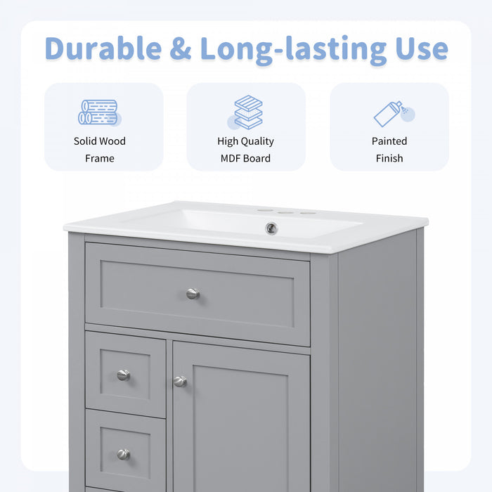 Aura 48 Inch Double Sink Vanity Combo with Drawers and Cabinet, Gray