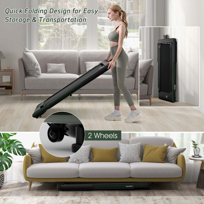 Superfit 2.25hp 2 In 1 Dual Display Folding Treadmill Jogging Machine W/app Control Green