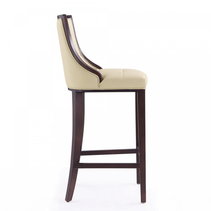 Fifth Avenue Traditional Wood Upholstered Barstool in Cream - Set of 2