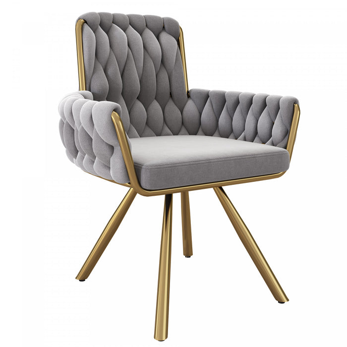 Timothy Velvet Swivel Dining Chairs with Tufted Upholstered and Metal Legs Set of 4, Grey