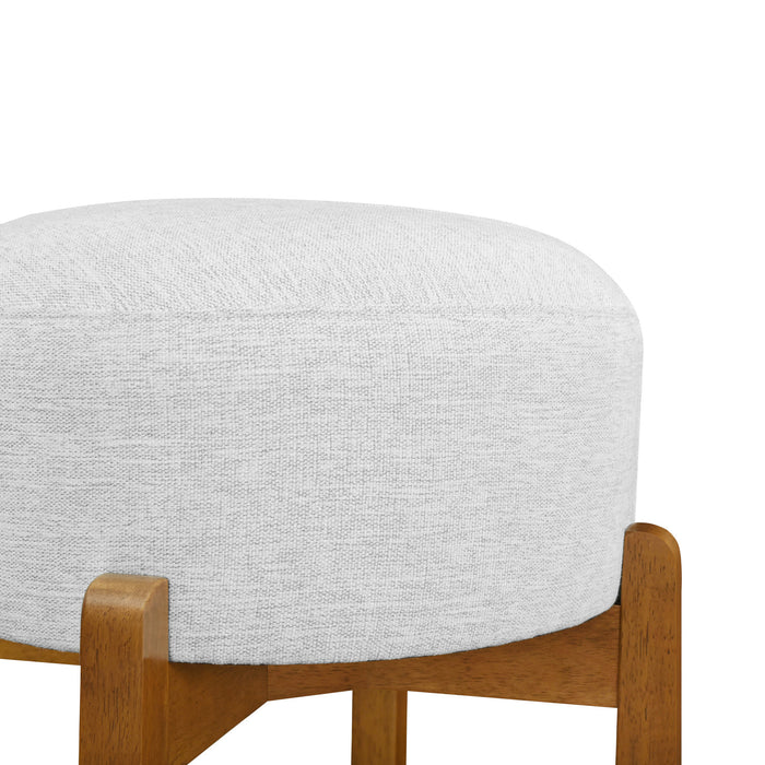 Vera Rubber Wood Bar Stool Set of 2 Indoor Seating with Round Ivory Cushion,Walnut