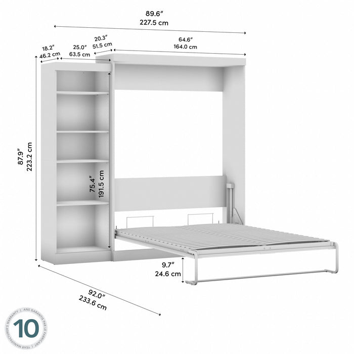 Bestar Pur Queen Murphy Bed with Storage Unit 90-Inch Wall Bed