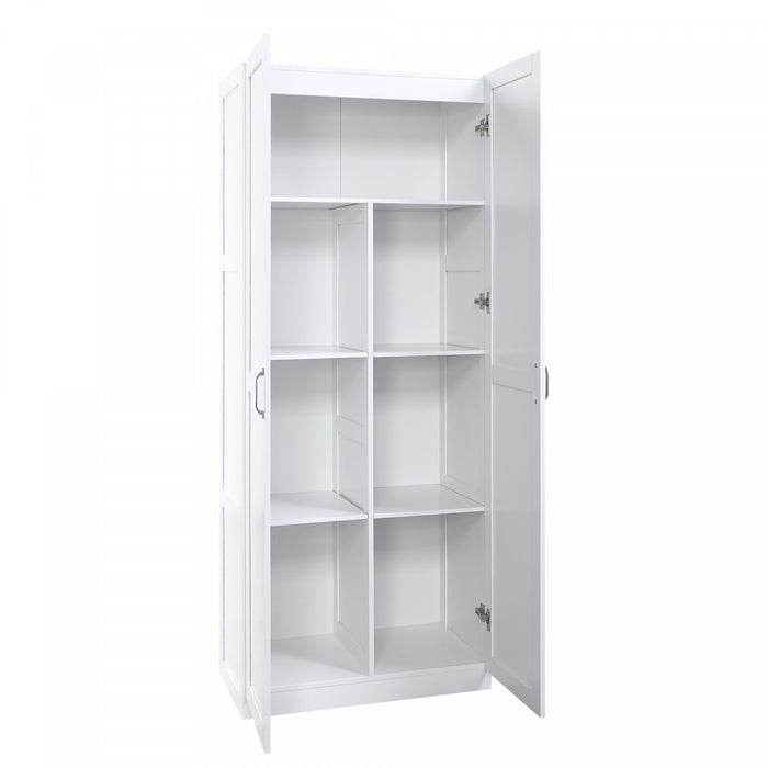 Cornelia Modern 30\" Storage Cabinet in White (7-Shelf) - Set of 2 Bookcase