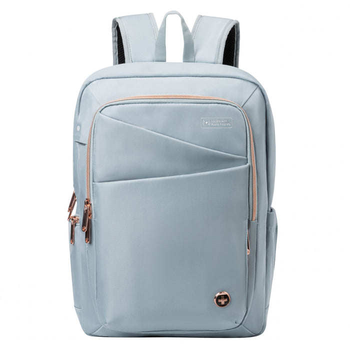 Swissdigital Design SSD Finder Smart Backpack - KATY ROSE Model Rucksack with Integrated Charging Port - Teal Blue