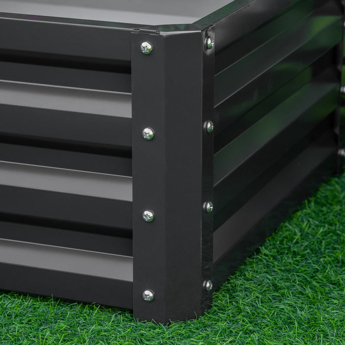 Outsunny 2' X 2' X 1' 2-pieces Raised Garden Bed With Color Steel Frame For Vegetables, Flowers, Herbs, Grey