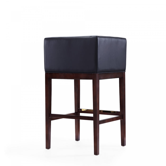 Kingsley Mid-Century Modern Wood Upholstered Barstool in Black - Set of 3