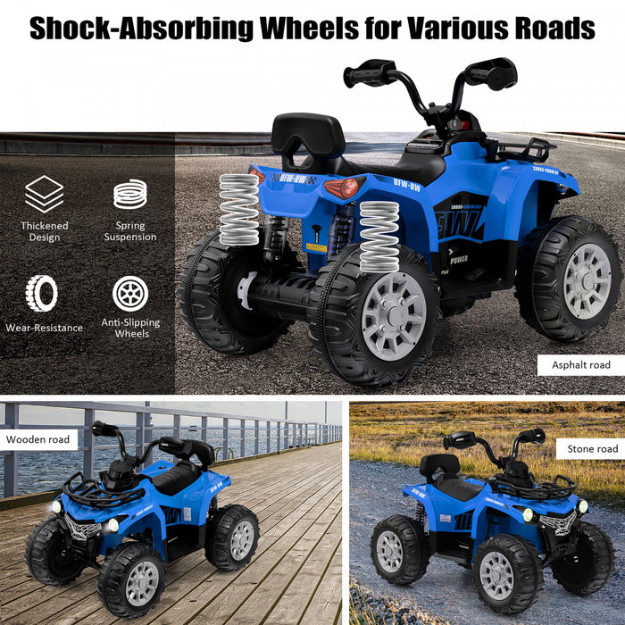 Costway 12v Kids Ride On Atv Electric 4-wheeler Quad 2 Speeds W/ Mp3 & Headlights Blue