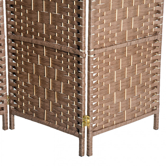 Homcom Double Hinged Woven Wicker Room Divider And Privacy Screens