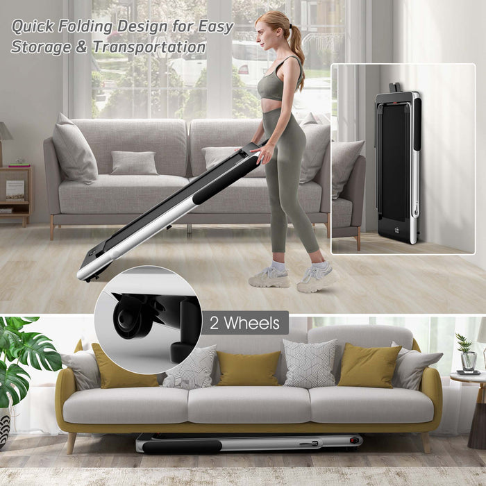 Superfit 2.25hp 2 In 1 Dual Display Folding Treadmill Jogging Machine W/app Control White