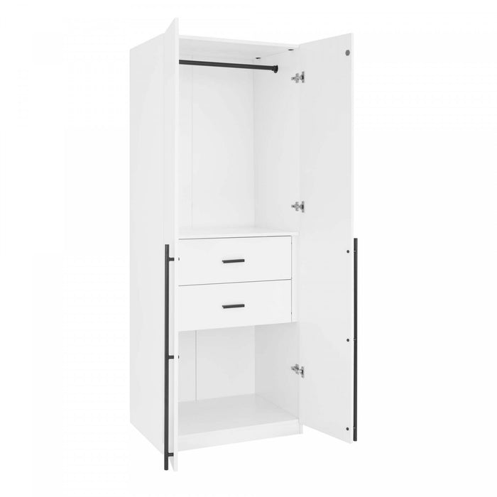 Lee Modern 32\" Wardrobe Closet in White - Set of 2 Armoire