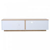Lumina 64.9 Inch TV Cabinet with LED Lights and High-Gloss Finish, White/Wood | Lumina Meuble TV 64.9 po avec Lumieres LED et Finition Haute Brillance, Blanc/Bois