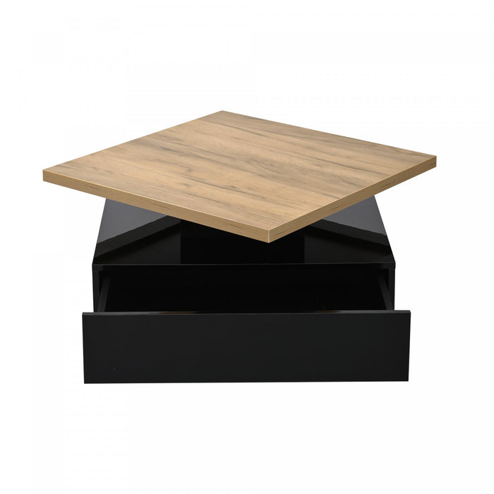 Liam Rotating Coffee Table with 360° Swivel Top,Black