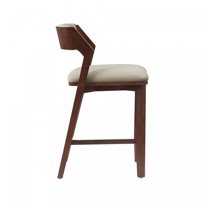 Patricia Modern Wood Upholstered Counter Stool in Linen - Set of 2