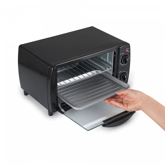 CHK Series Commercial Chef 4-Slice 10L Toaster Oven, 1000W, CHTO40B, Black