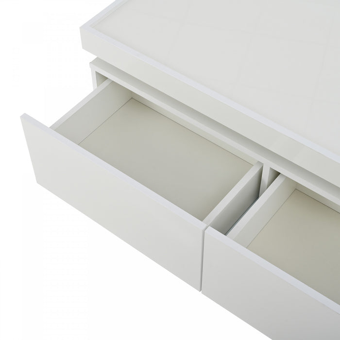 Aiden LED Coffee Table with Storage Drawers and App-Controlled Lighting,White