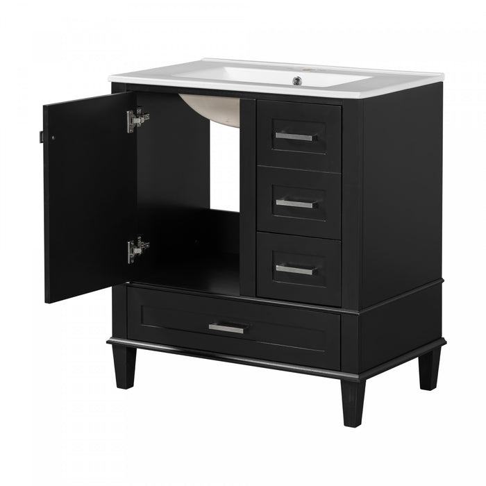 Olivia 30\" Bathroom Vanity with Sink Combo and Storage Drawers,Black