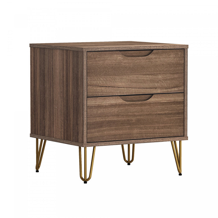 Avira Mid-Century Modern 20\" Nightstand in Brown (2-Drawer)