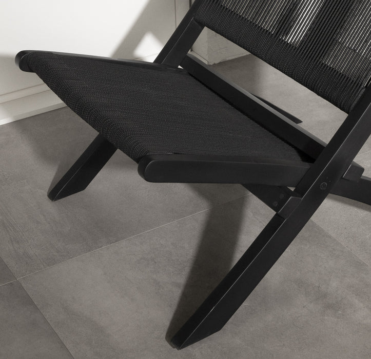 Agave Wood Rope Lounge Chair - Black