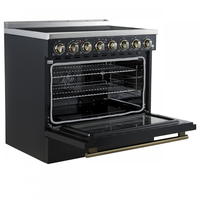 Forno Paolo 36 Inch Black Freestanding Electric Range, Black, 5.44 cu.ft., True Convection - FFSEL6011-36BLK