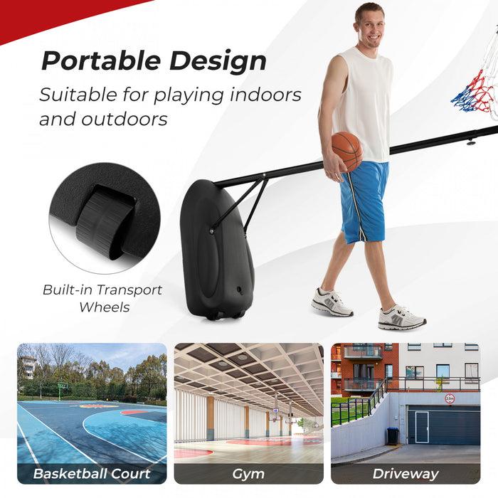 Costway 5.5-7.5ft Adjustable Portable Basketball Goal System With Shatterproof Backboard