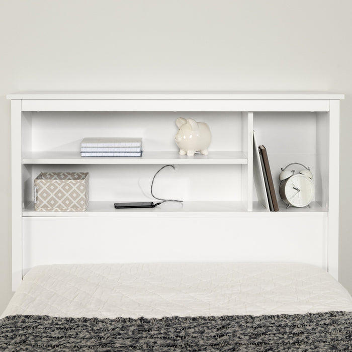 Vito Mates Bed With Bookcase Headboard Set - Pure White 