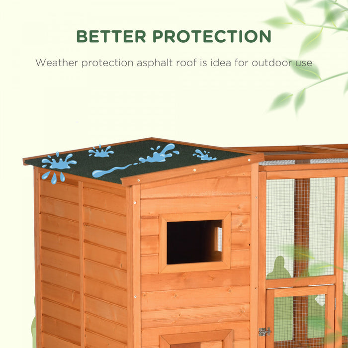 Pawhut Large Catio Outdoor Cat Enclosure Weatherproof Cat House With Cat Condo, Indoor Wooden Cat Cage Pet Kennel, 77\"l X 38\"w X 69\"h