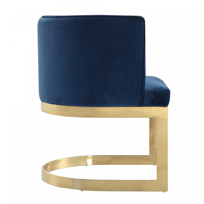 Aura Modern Velvet Metal Dining Chair in Royal Blue - Set of 2