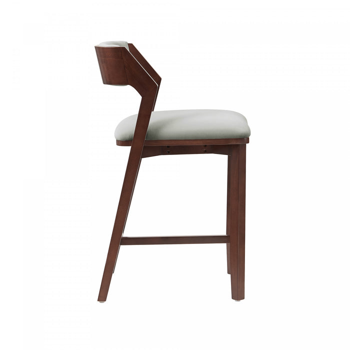 Patricia Modern Wood Upholstered Counter Stool in White Glacier Bar Stool