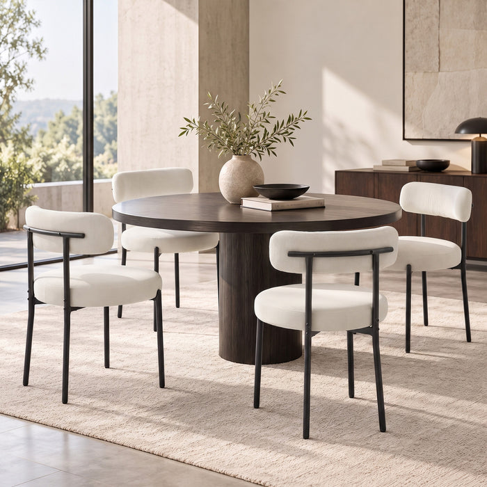 HOMCOM Dining Chairs Set of 4 Kitchen Chairs with Steel Legs, Beige