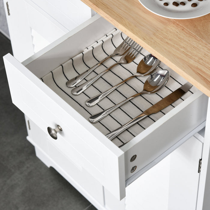 HOMCOM Coastal Kitchen Buffet and Hutch Wooden Cabinet Dining Room